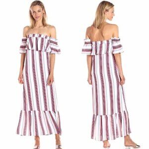 Lucca Striped Off The Shoulder Maxi Dress Size Small